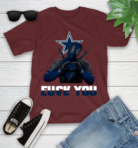 NHL Dallas Cowboys Deadpool Love You Fuck You Football Sports Youth T-Shirt 14