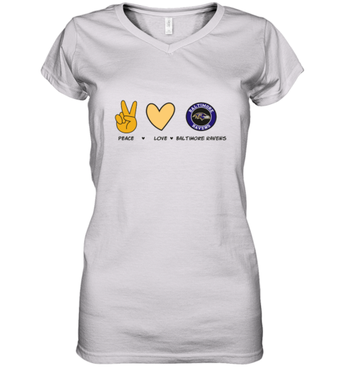 Peace Love Baltimore Ravens Women's V-Neck T-Shirt