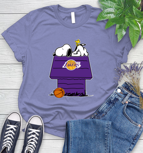 Los Angeles Lakers NBA Basketball Snoopy Woodstock The Peanuts Movie Women's T-Shirt 11