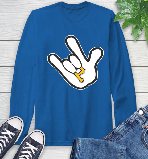 Pittsburgh Pirates MLB Baseball Mickey Rock Hand Disney Long Sleeve T-Shirt 9