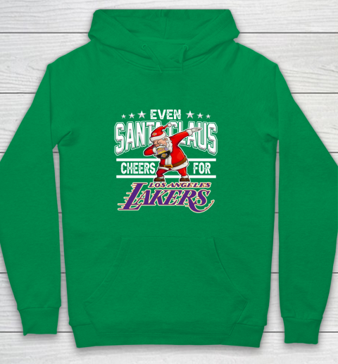 Los Angeles Lakers Even Santa Claus Cheers For Christmas NBA Youth Hoodie 4
