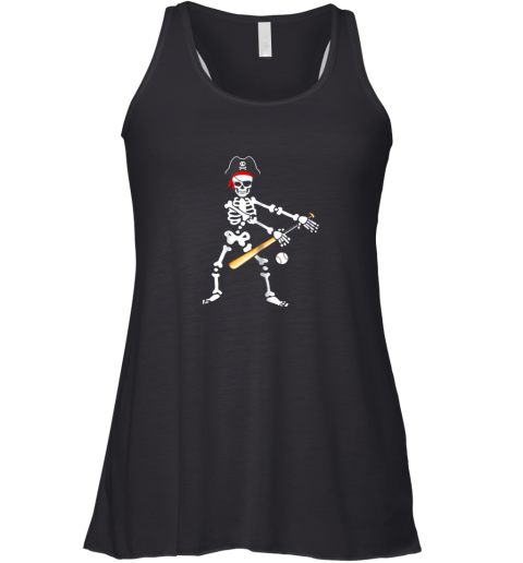 Skeleton Pirate Floss Dance With Baseball Shirt Halloween Racerback Tank