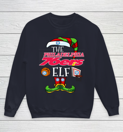 Philadelphia 76ers Christmas ELF Funny NBA Youth Sweatshirt 2