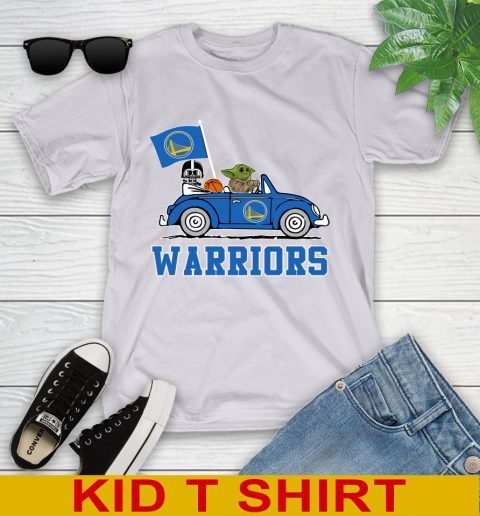 NBA Basketball Golden State Warriors Darth Vader Baby Yoda Driving Star Wars Shirt Youth T-Shirt 5