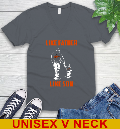 Baltimore Orioles MLB Baseball Like Father Like Son Sports V-Neck T-Shirt 4