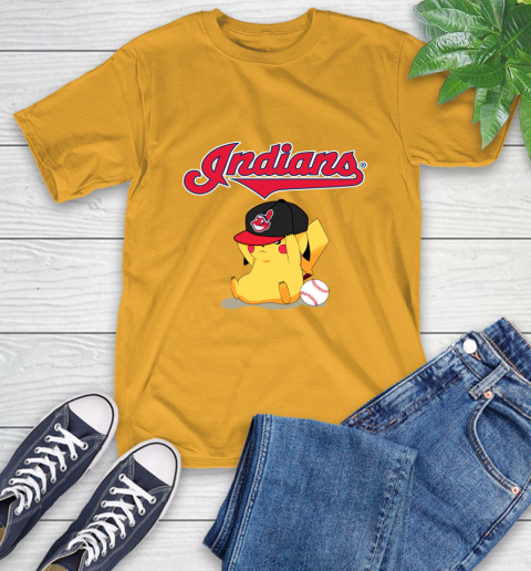 MLB Pikachu Baseball Sports Cleveland Indians T-Shirt 3