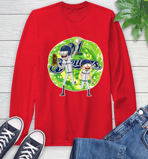 MLB Milwaukee Brewers Rick And Morty Commissioner's Trophy Baseball Sports Long Sleeve T-Shirt 10