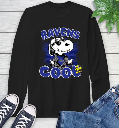 NFL Football Baltimore Ravens Cool Snoopy Shirt Long Sleeve T-Shirt