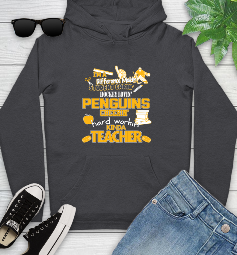 Pittsburgh Penguins NHL I'm A Difference Making Student Caring Hockey Loving Kinda Teacher Youth Hoodie 8