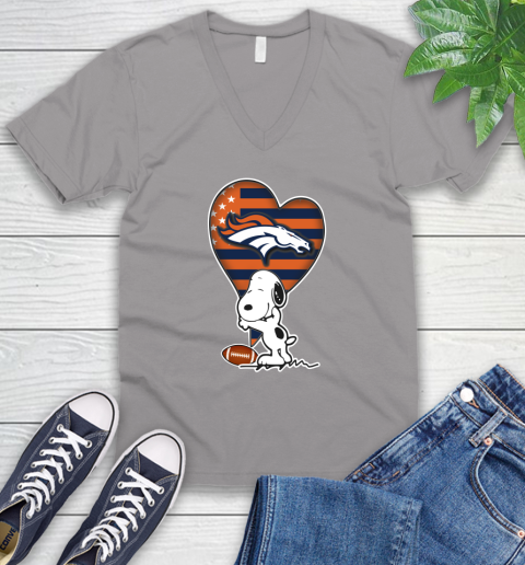 Denver Broncos NFL Football The Peanuts Movie Adorable Snoopy V-Neck T-Shirt 4