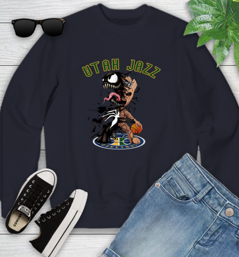 NBA Utah Jazz Basketball Venom Groot Guardians Of The Galaxy Youth Sweatshirt 3
