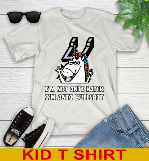 San Antonio Spurs NBA Basketball Unicorn I'm Not Anti Hater I'm Anti Bullshit Youth T-Shirt 12