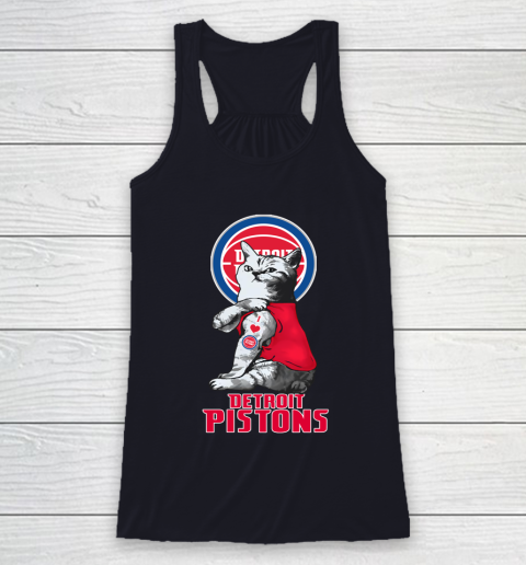 NBA Basketball My Cat Loves Detroit Pistons Racerback Tank 7
