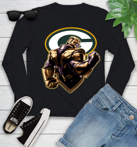 NFL Thanos Avengers Endgame Football Sports Green Bay Packers Youth Long Sleeve 2