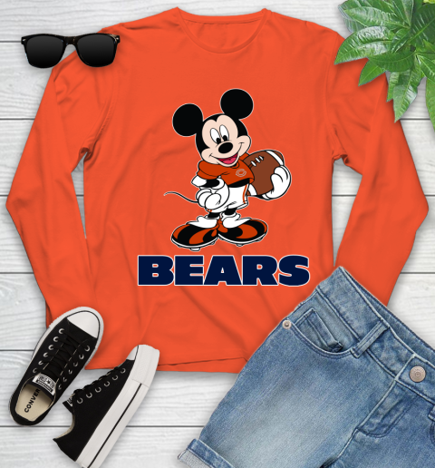 NFL Football Chicago Bears Cheerful Mickey Mouse Shirt Youth Long Sleeve 4
