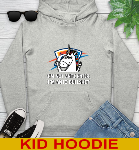 Oklahoma City Thunder NBA Basketball Unicorn I'm Not Anti Hater I'm Anti Bullshit Youth Hoodie