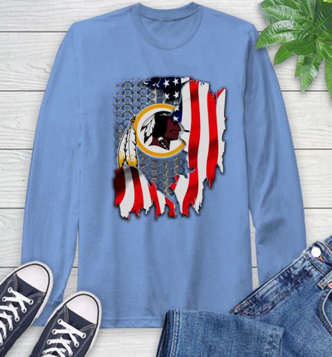 Washington Redskins NFL Football American Flag Long Sleeve T-Shirt 12