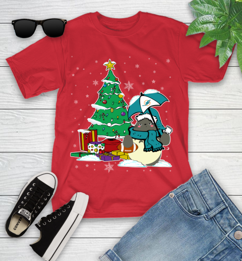 Miami Dolphins NFL Football Cute Tonari No Totoro Christmas Sports Youth T-Shirt 13