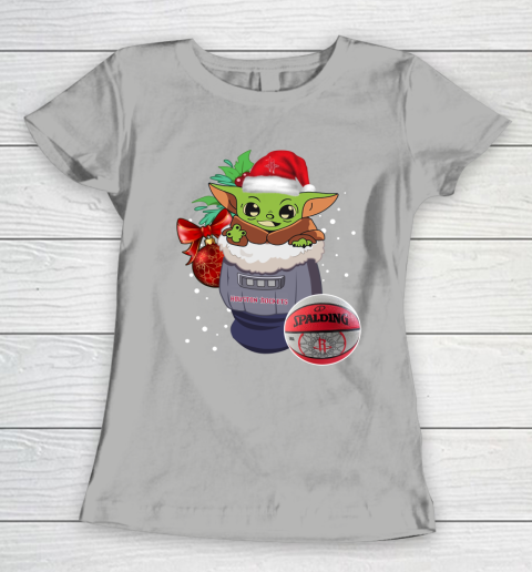 Houston Rockets Christmas Baby Yoda Star Wars Funny Happy NBA Women's T-Shirt 11