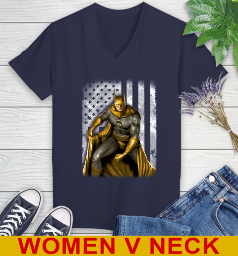 Nashville Predators NHL Hockey Batman DC American Flag Shirt Women's V-Neck T-Shirt 12