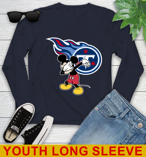 Tennessee Titans NFL Football Dabbing Mickey Disney Sports Youth Long Sleeve 3