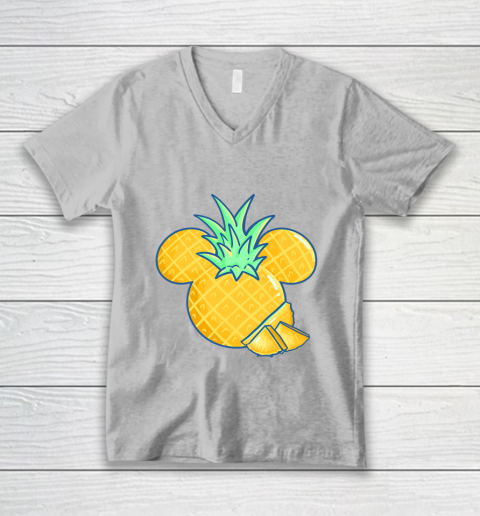 Disney Mickey Friends Mickey Pineapple Logo V-Neck T-Shirt 3