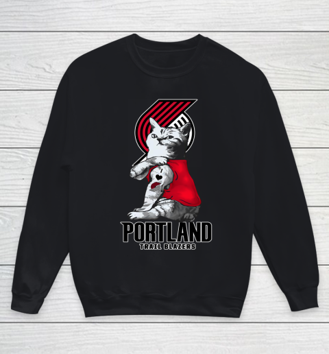 NBA Basketball My Cat Loves Portland Trail Blazers Youth Sweatshirt