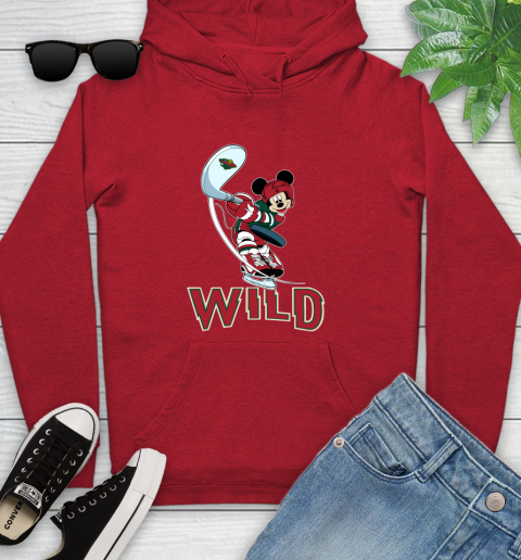 NHL Hockey Minnesota Wild Cheerful Mickey Mouse Shirt Youth Hoodie 10