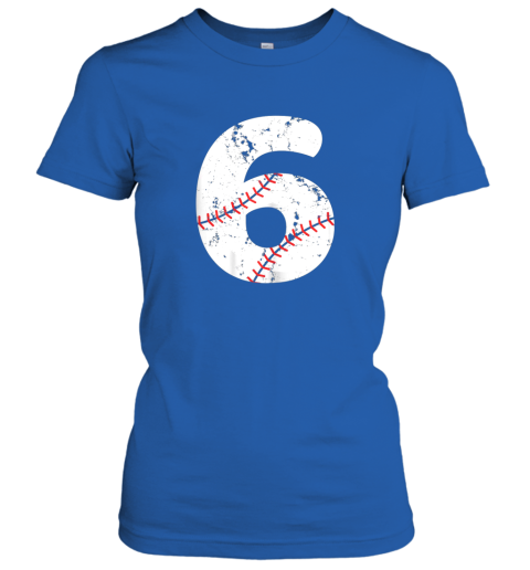 snyr number 6 baseball vintage distressed team ladies t shirt 20 front royal