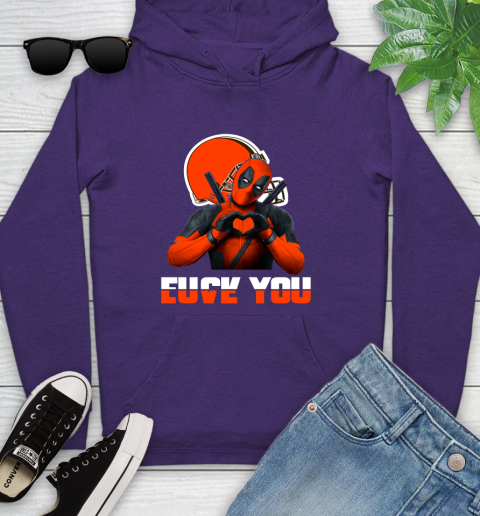 NHL Cleveland Browns Deadpool Love You Fuck You Football Sports Youth Hoodie 5
