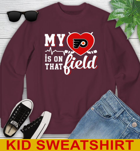 NHL My Heart Is On That Field Hockey Sports Philadelphia Flyers Youth Sweatshirt 4