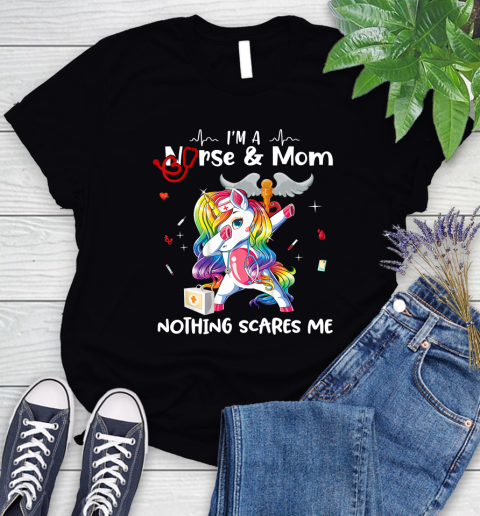 Nurse Shirt Womens Dabbing Unicorn Nurse Mother Day I'm a Mom Women's T-Shirt