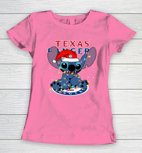 Texas Rangers MLB noel stitch Baseball Christmas Women's T-Shirt 9