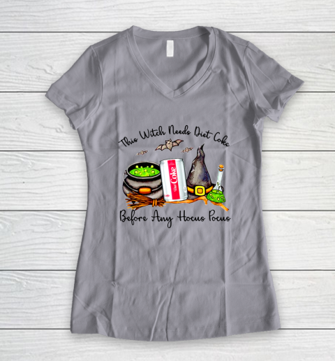 Hocus Pocus Halloween  This Witch Need Diet Coke Women's V-Neck T-Shirt 2
