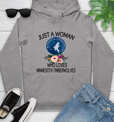 NBA Just A Woman Who Loves Minnesota Timberwolves Basketball Sports Youth Hoodie 4
