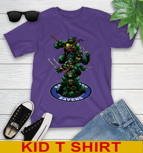 NFL Football Baltimore Ravens Teenage Mutant Ninja Turtles Shirt Youth T-Shirt 4