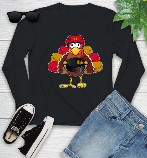 Chicago Blackhawks Turkey Thanksgiving Day Youth Long Sleeve 2