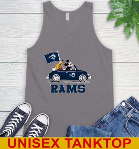 NFL Football Los Angeles Rams Pluto Mickey Driving Disney Shirt Tank Top 7