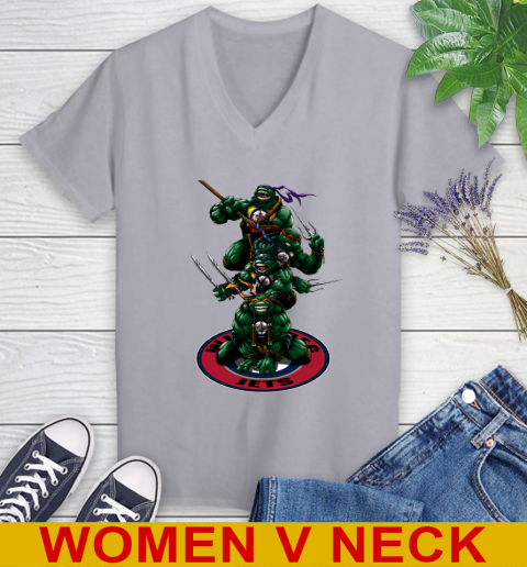 NHL Hockey Winnipeg Jets Teenage Mutant Ninja Turtles Shirt Women's V-Neck T-Shirt 5
