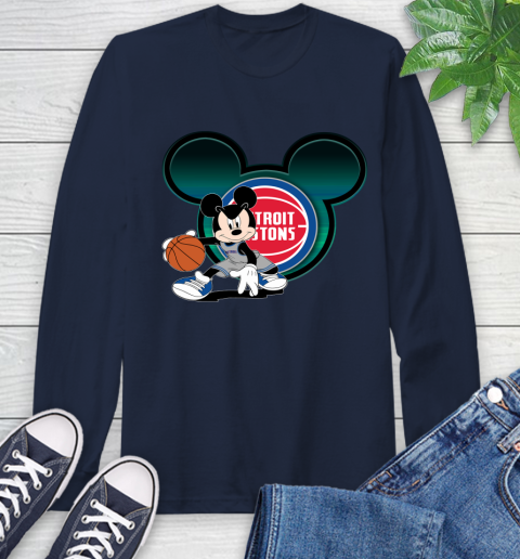 NBA Detroit Pistons Mickey Mouse Disney Basketball Long Sleeve T-Shirt 4