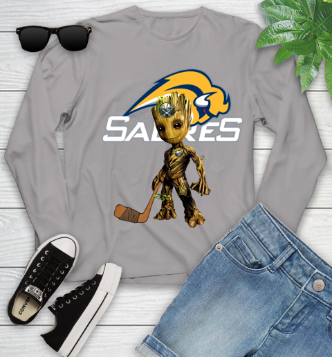 Buffalo Sabres NHL Hockey Groot Marvel Guardians Of The Galaxy Youth Long Sleeve 5