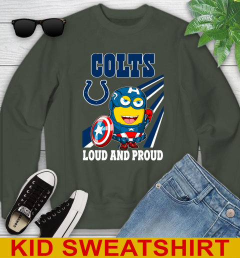 NFL Football Indianapolis Colts Captain America Marvel Avengers Minion Shirt Youth Sweatshirt - Image 9