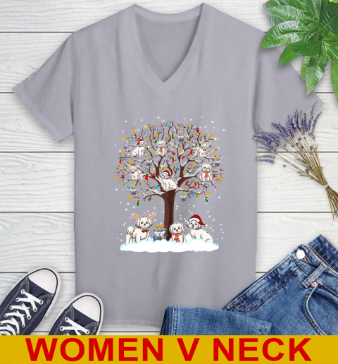 Maltese dog pet lover light christmas tree shirt 76