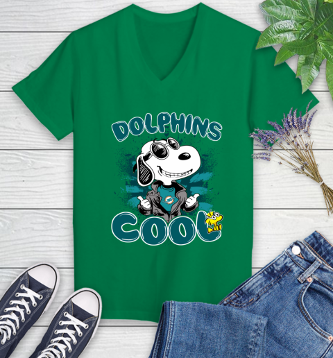 NFL Football Miami Dolphins Cool Snoopy Shirt Women's V-Neck T-Shirt 4