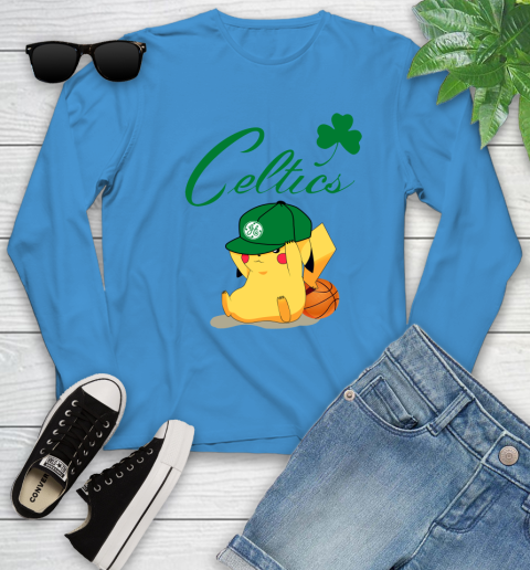 NBA Pikachu Basketball Sports Boston Celtics Youth Long Sleeve 7