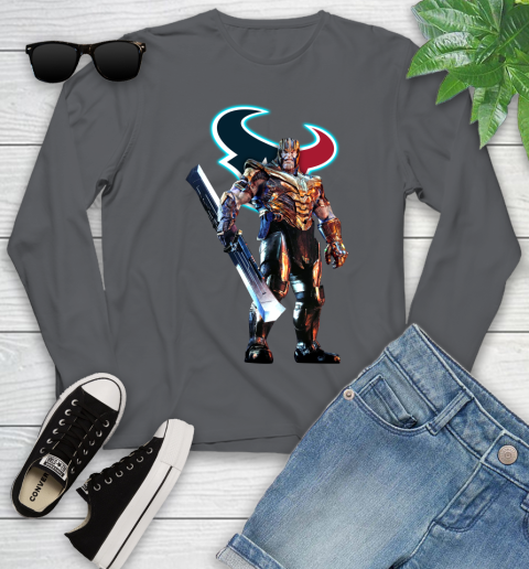 NFL Thanos Gauntlet Avengers Endgame Football Houston Texans Youth Long Sleeve 8