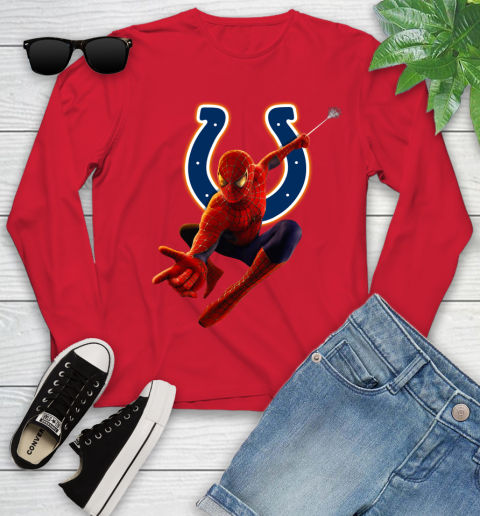 NFL Spider Man Avengers Endgame Football Indianapolis Colts Youth Long Sleeve 11