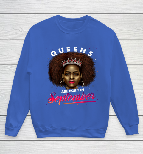 Queens Born September Shirt Black Girl Virgo Libra Birthday Youth Sweatshirt 6