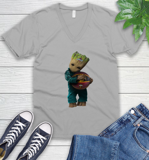 NBA Groot Guardians Of The Galaxy Basketball Sports Cleveland Cavaliers V-Neck T-Shirt 4