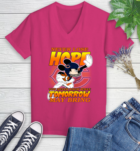 Chicago Bears NFL Football Mickey Disney Never Lose Hope Women's V-Neck T-Shirt 9